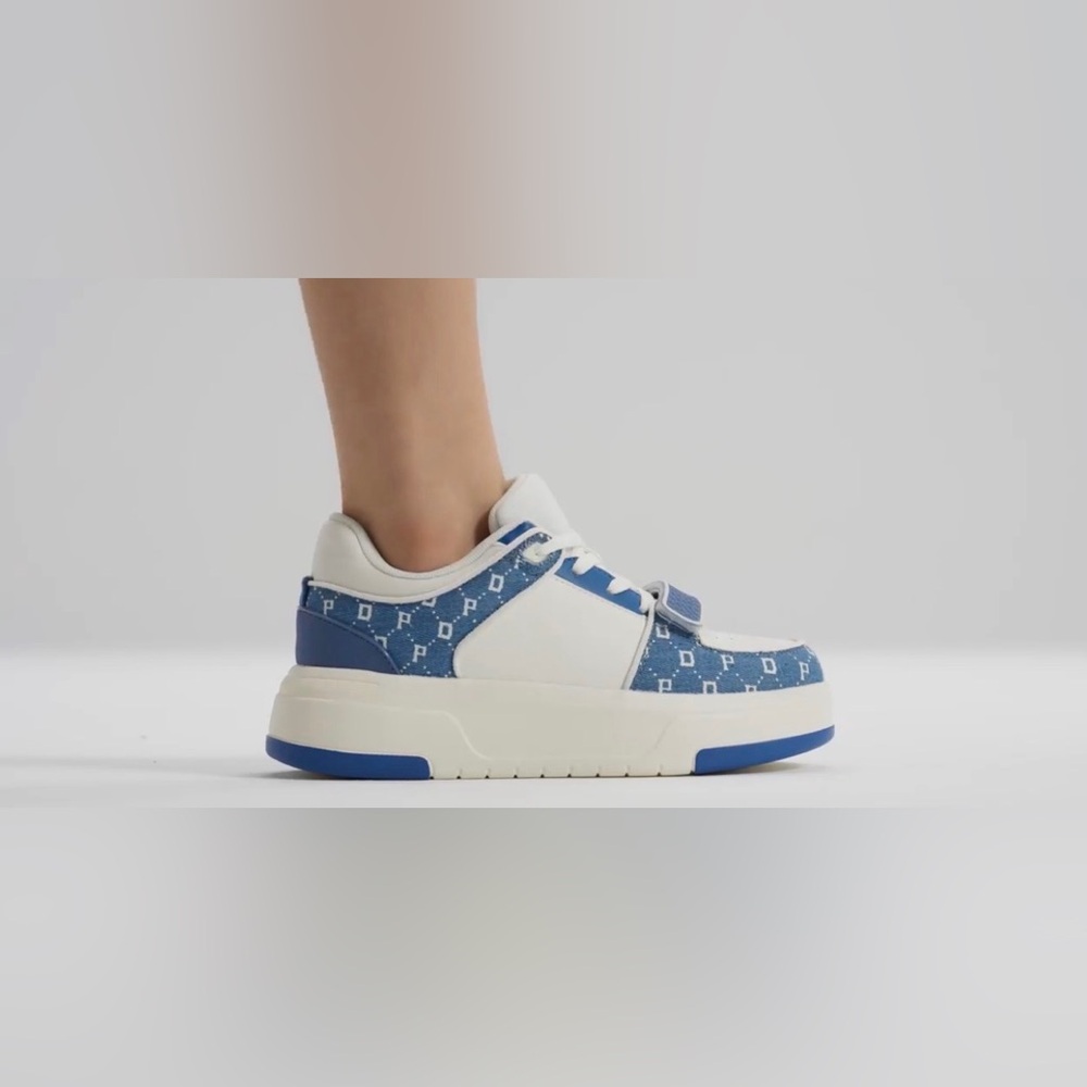 Dream Pairs Lace Up Women’s Platform, Chunky Low-Top leather Oli Sneakers, Blue